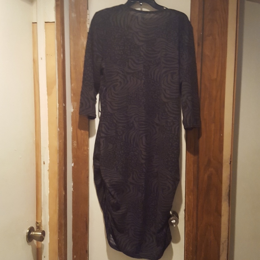 Black and gray dress with side ruching
